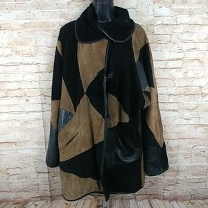 Ero leather/suede patchwork driving coat size 14